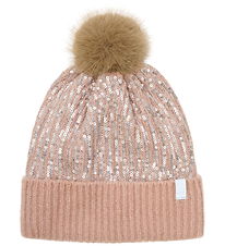 Minymo Muts - Gebreid - Misty Rose m. Pailletten/Kwastje