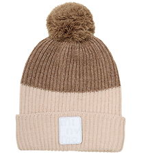 Minymo Beanie w. Fleece - Wool/Acrylic - Caribou w. Pom-Pom