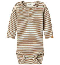 Lil' Atelier Bodysuit l/s - Slim - NbmOhio - Turtledove/Sepi Tin