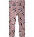 Name It Leggings m. Fleece - NmfOlukria - Paddenstoel m. Harten