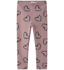 Name It Leggings w. Fleece - NmfOlukria - Toadstool w. Hearts