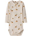 Name It Bodysuit l/s - Rib - NbmOlyan - Peyote Melange w. Acorn