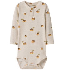 Name It Bodysuit l/s - Rib - NbmOlyan - Peyote Melange w. Acorn