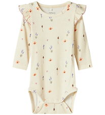 Name It Bodysuit l/s - NbfOhio - Peyote Melange w. Flowers