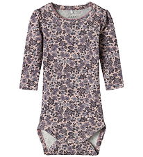 Name It Bodysuit l/s - NbfOalia - Burnished Lilac w. Flowers