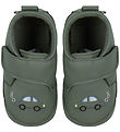 Melton Leder-Krabbelschuhe - Petit Auto - Clover Green