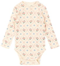 Konges Sløjd Bodysuit l/s - Rib - Minnie - Fleur Decor w. Pointe