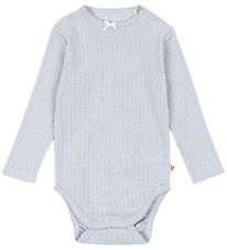 Konges Sløjd Bodysuit l/s - Rib - Minnie - Gray Dawn w. Pointell