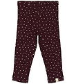 Petit Piao Leggings - Rib - Modal - Dark Grape w. Hearts