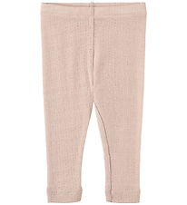 Wheat Leggings - Wool/Silk - Agi - Pale Lilac w. Pointelle