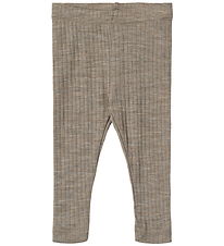 Wheat Leggings - Wool/Silk - Rib - Agi - Khaki Melange