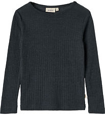 Wheat Blouse - Wool/Silk - Rib - Alfie - Navy