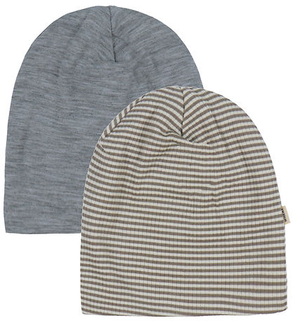 Wheat Beanies - Wool - 2-Pack - Emo - Wood Stripe