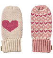 Wheat Mittens - Wool - Jacquard - Haansi - Rose w. Hearts