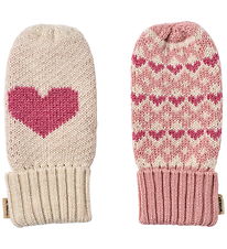Wheat Lúffur - Ull - Jacquard - Haansi - Rose M. Hjörtu