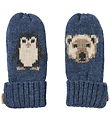 Wheat Mittens - Wool - Jacquard - Towsi - Blue w. Animals
