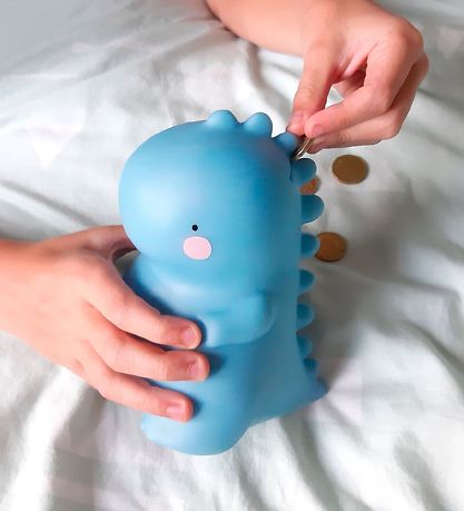 A Little Lovely Company Money Box - T-Rex - Blue