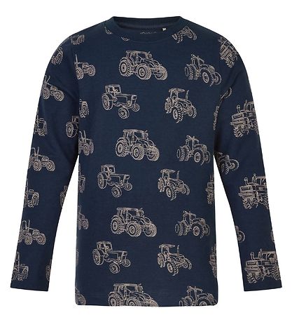 Minymo Pyjama Set - Navy Night w. Tractor All-Over