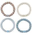 Kknekki Elastic Hair Bands - 4-Pack - Blue/White/Glitter