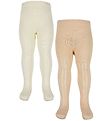Minymo Tights - 2-Pack - Bamboo - Rib - Off White