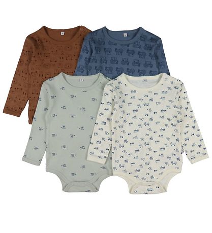 Pippi Baby Bodys L/æ - 4er-Pack - Blue Mirage