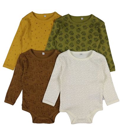 Pippi Baby Rompers L/æ - 4-pack - Klatergoud