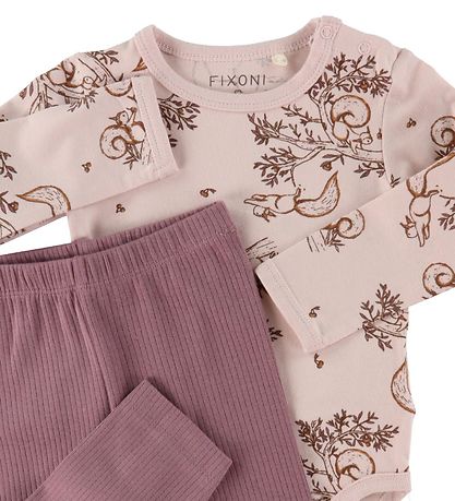 Fixoni Set - Leggings/Teething Bib/Bodysuit - l/s Violet