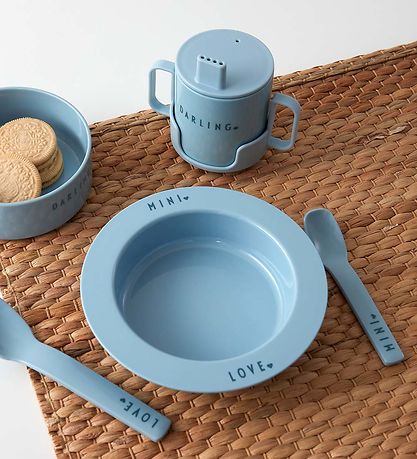 Design Letters Spoons - 4-Pack - Mini Favorite - Blue/Beige