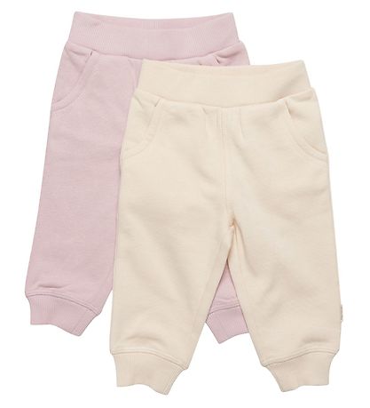 Minymo Joggebukser - 2-pack - Violet Ice/Krem