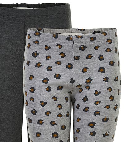 Minymo Leggings - 2-Pack - Grey Melange/Leopard
