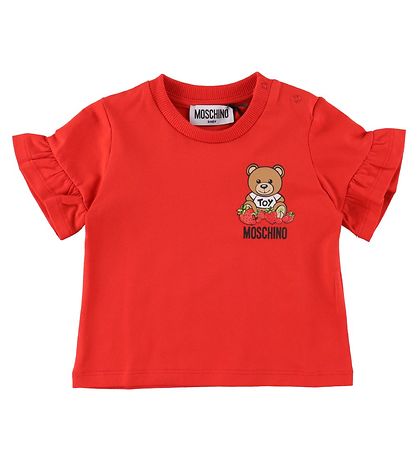 Moschino Sæt - T-Shirt/Leggings - Rød/Hvid m. Bær