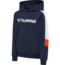 Hummel Hoodie - hmlBugge - Black Iris w. White/Orange