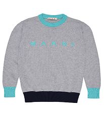 Marni Bluse - Strik - Gråmeleret/Turkis