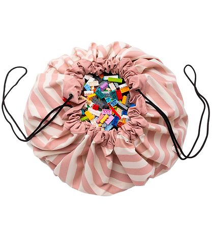 Play&Go Toy Storage Bag Blanket - Ø140 - Stripes New Pink
