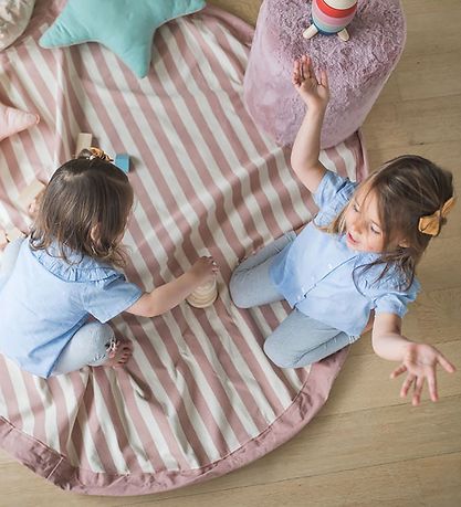 Play&Go Toy Storage Bag Blanket - Ø140 - Stripes New Pink