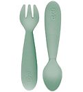 Couverts EzPz - 2 Pack - Silicone - Vert Cendré