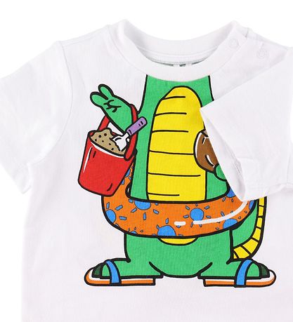 Stella McCartney Kids Stuttermabolur - Hvítur M. Ýttu á
