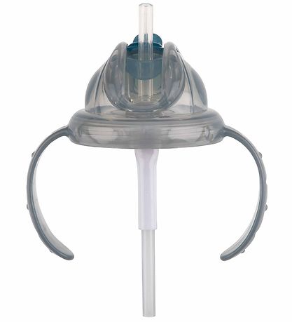 Nuby Trinkbecher m. Griff und Strohhalme - 240 ml - Grau m. Prin