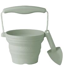 Scrunch hopfällbar Hink m. Spade - Spade - 11x9 cm - Sage Green