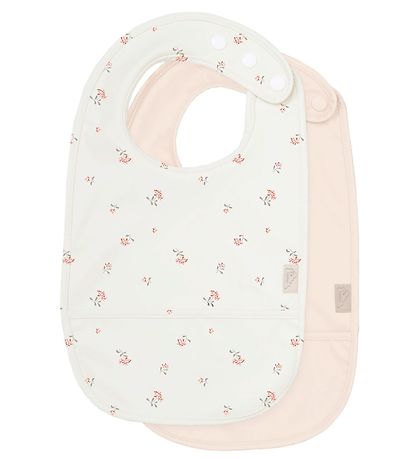 Cam Cam Bib w. Food Catcher - 2-Pack - Poppies/Shell