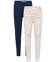 Minymo Leggings - 2 Pakki - Offwhite/Dökkblátt