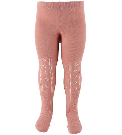 Minymo Strømpebukser - 2-pack - Lysegrå Melert/Rosa m. Hullmønst