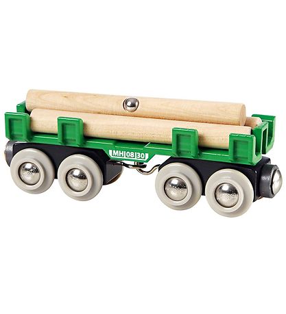 BRIO World Train wagon w. Timber - Green 33696