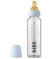 BIBS Babyflasche - Glas - 225 ml - Naturgummi - Baby Blue
