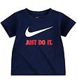 Nike Stuttermabolur - Swoosh - Obsidian/University Red