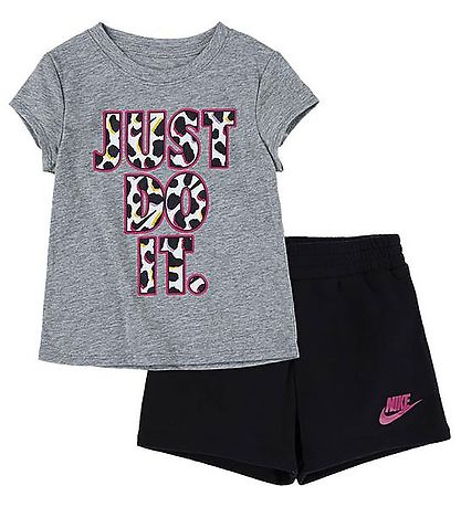 Nike Shortsset - T-shirt/Shorts - On The Spot - Svart/Grå