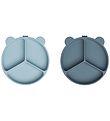 Liewood Partitioned Bowls - 2-Pack - Stacy - Sea Blue/Whale Blue