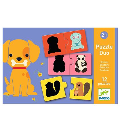 Djeco Puzzle Game - 12 Bricks - Animal shadows