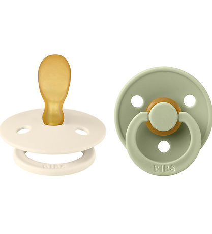 BIBS Colour Pacifiers - 2-Pack - Size 1 - Symmetrical - Ivory/Sa