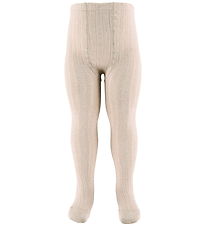 Condor Tights - Viscose - Rib - Beige w. Glitter